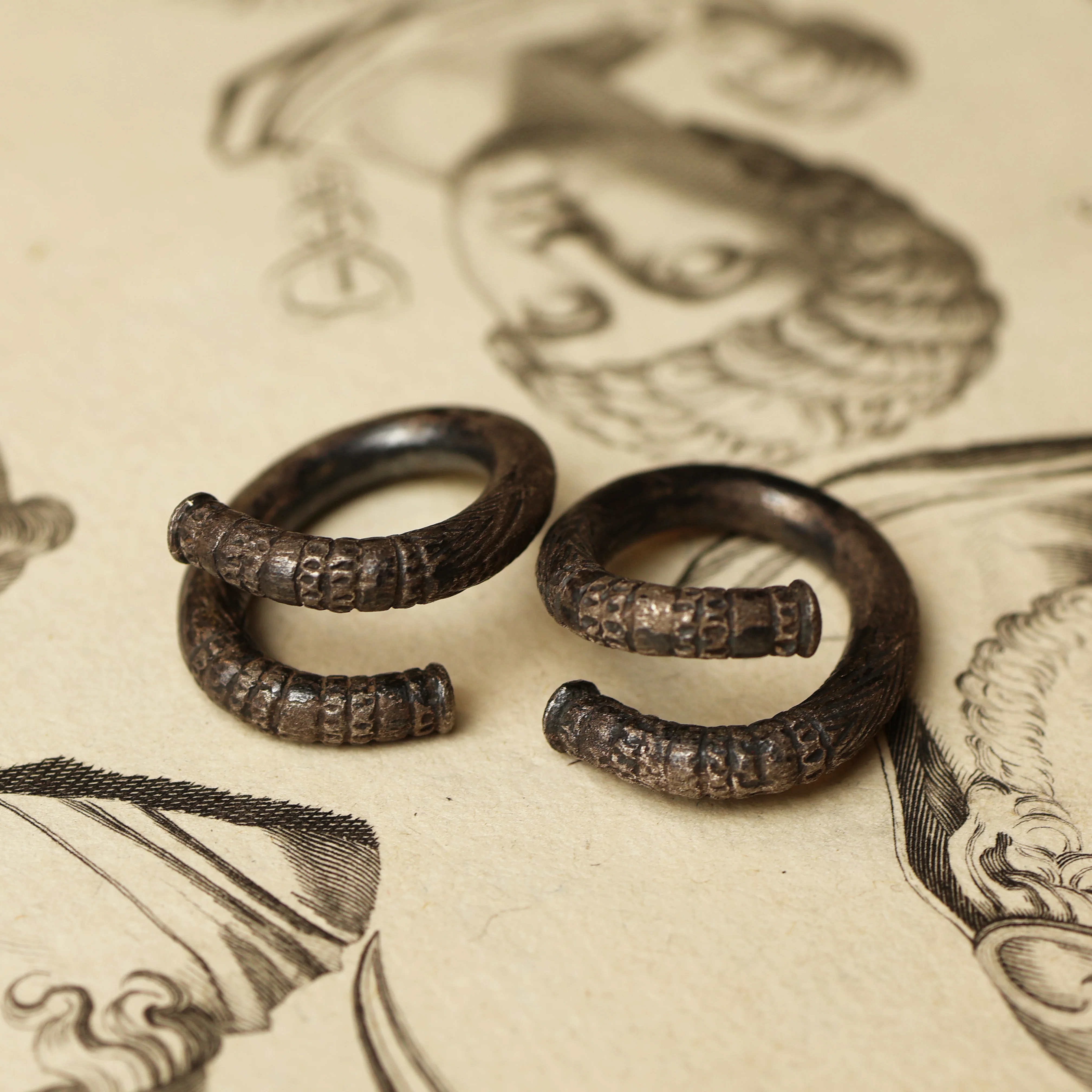 Ancient Greek Spiraled Silver Earrings - Image 2