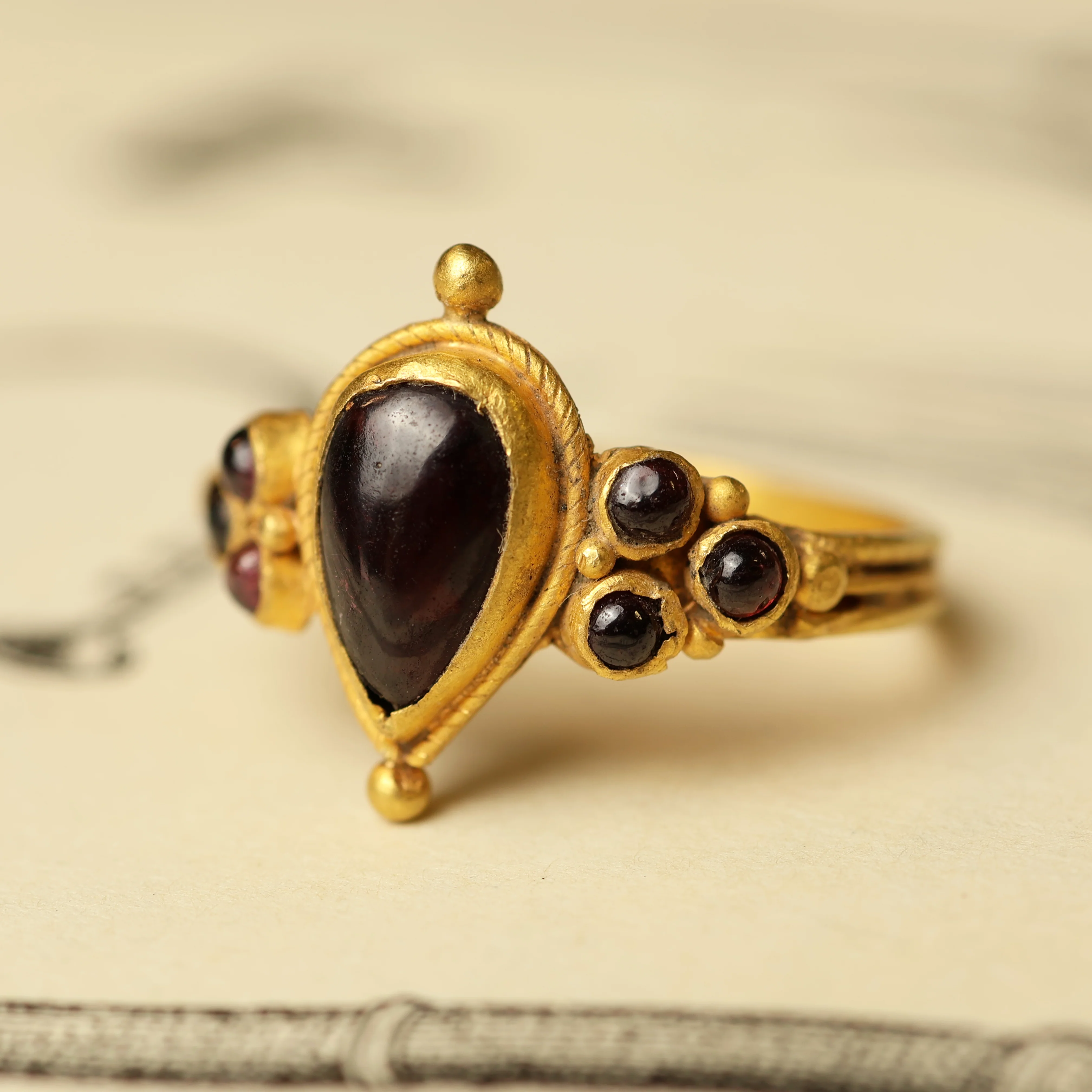 Byzantine Gold Rings with Cabochon Garnets