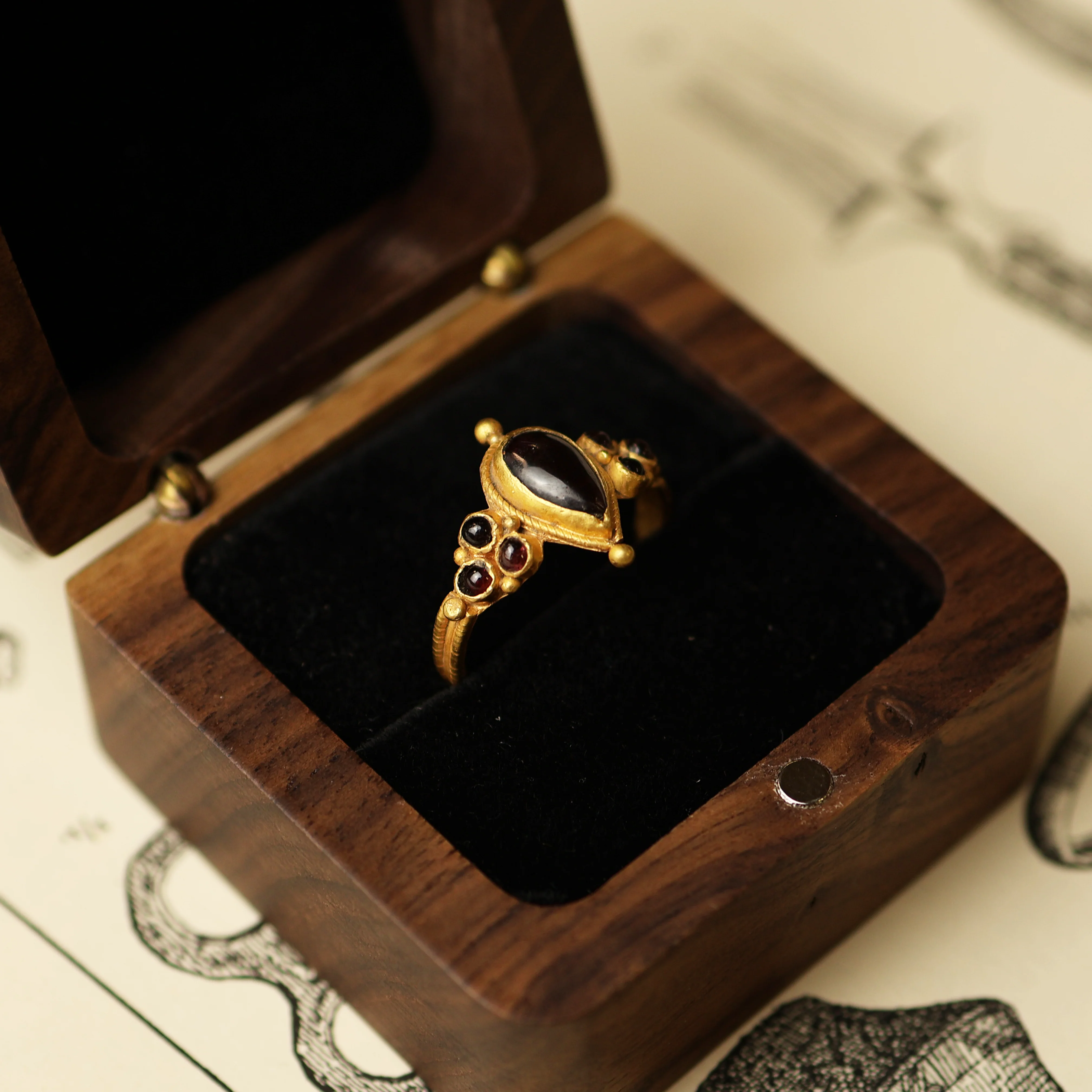 Byzantine Gold Rings with Cabochon Garnets - Image 5