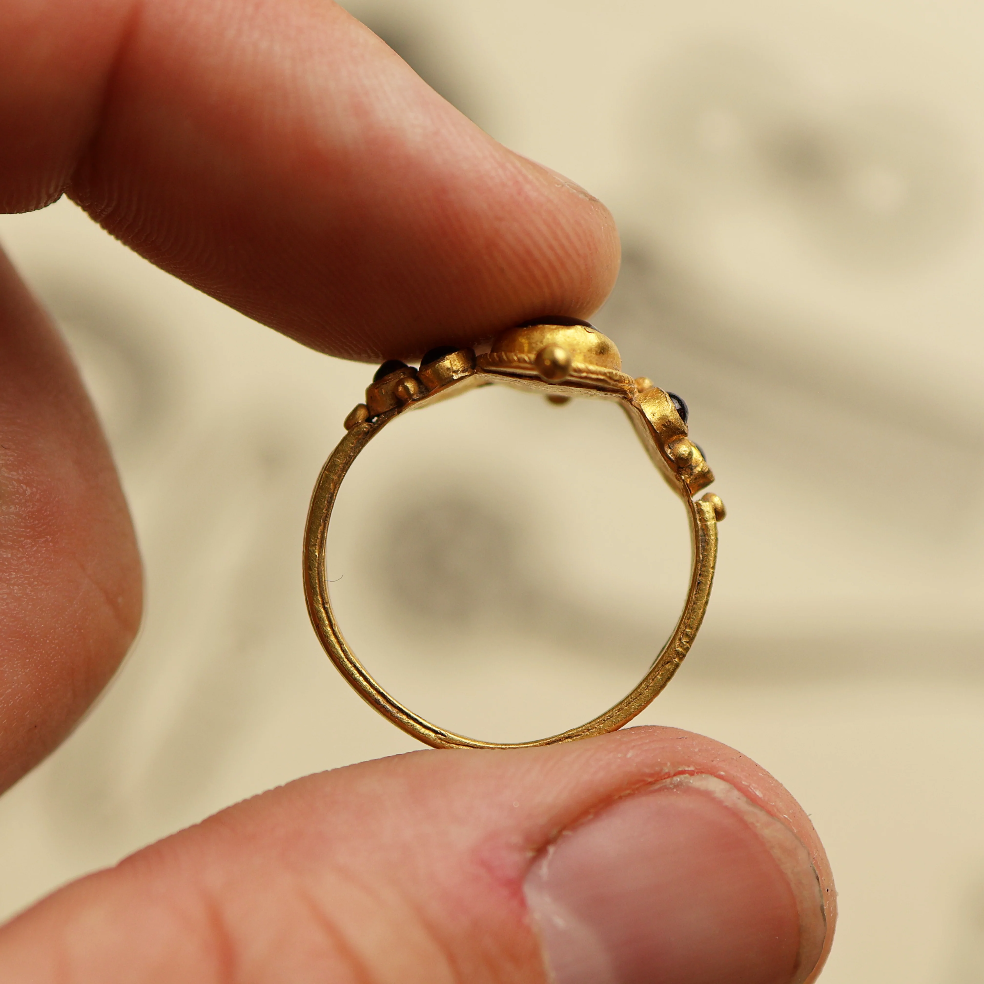 Byzantine Gold Rings with Cabochon Garnets - Image 6