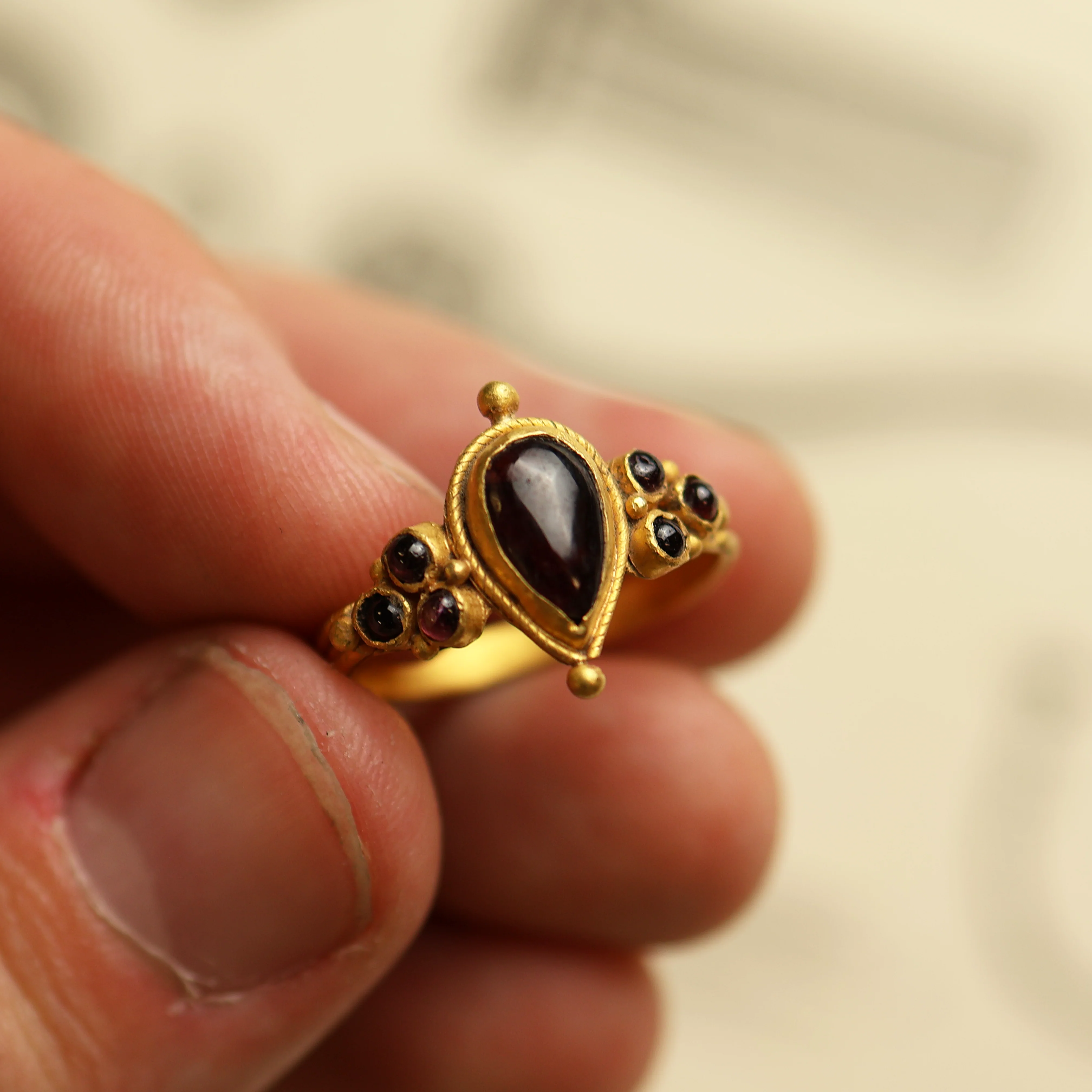 Byzantine Gold Rings with Cabochon Garnets - Image 7