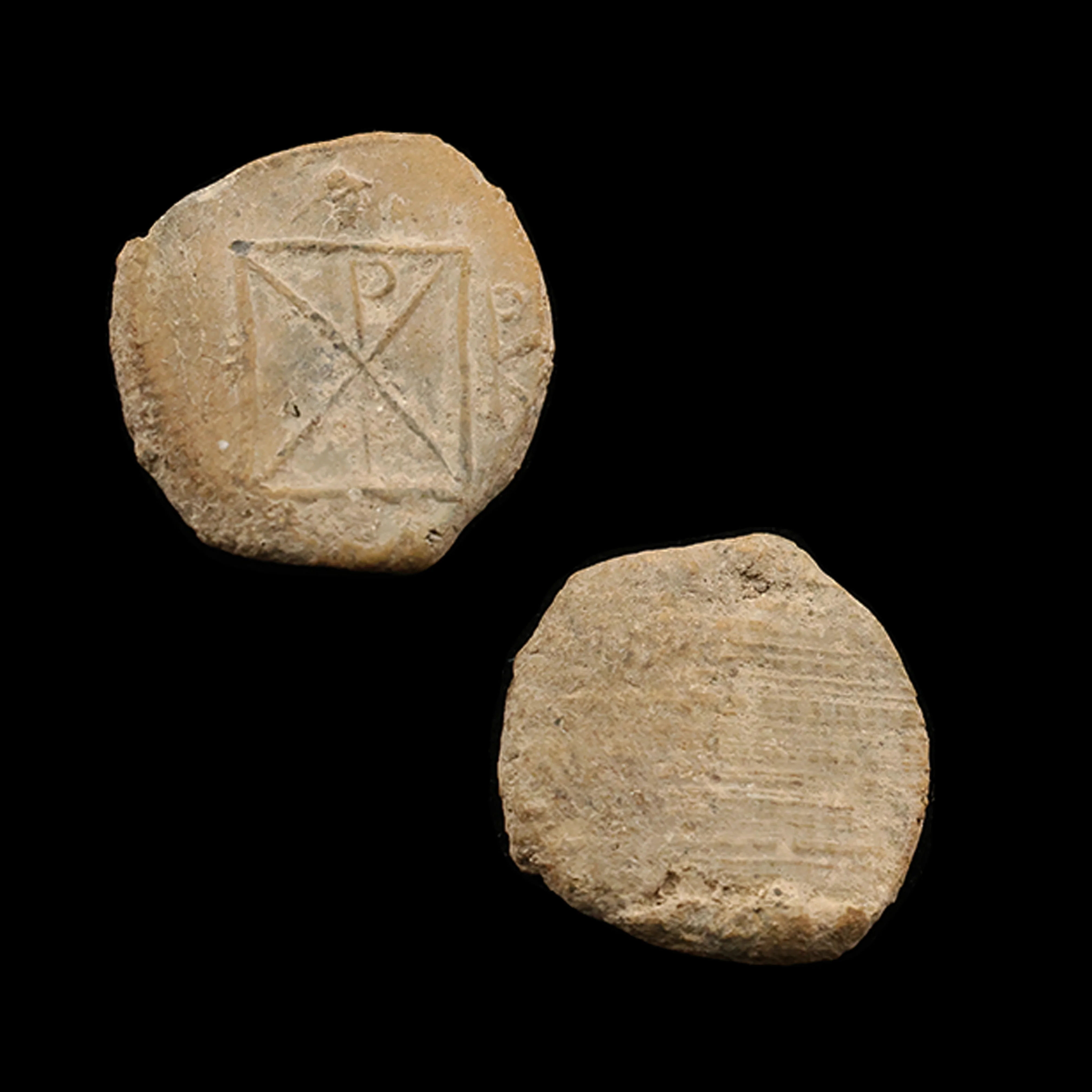 Roman Clay Theatre Token | Geometric Design - Image 2