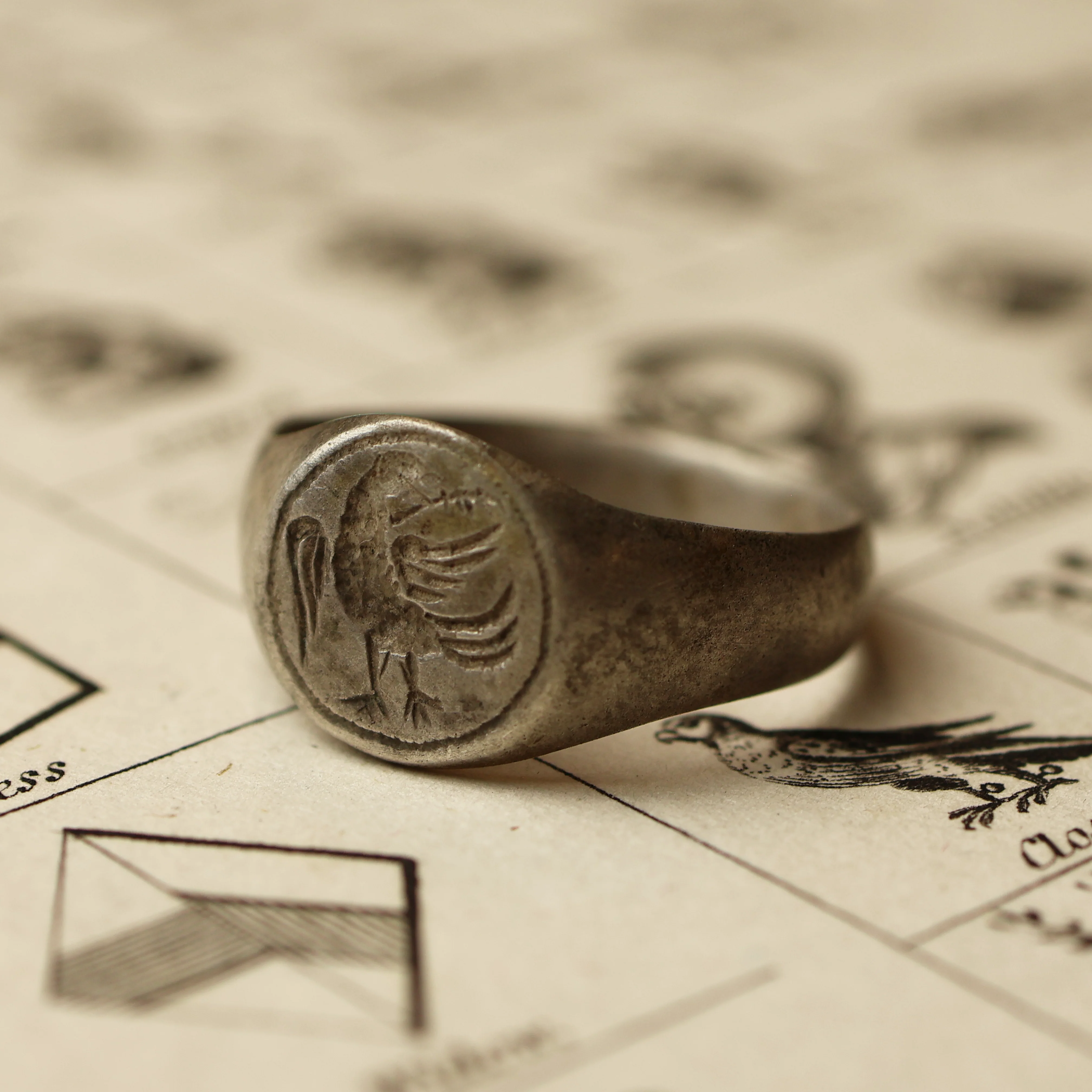 Medieval Silver Bird Ring
