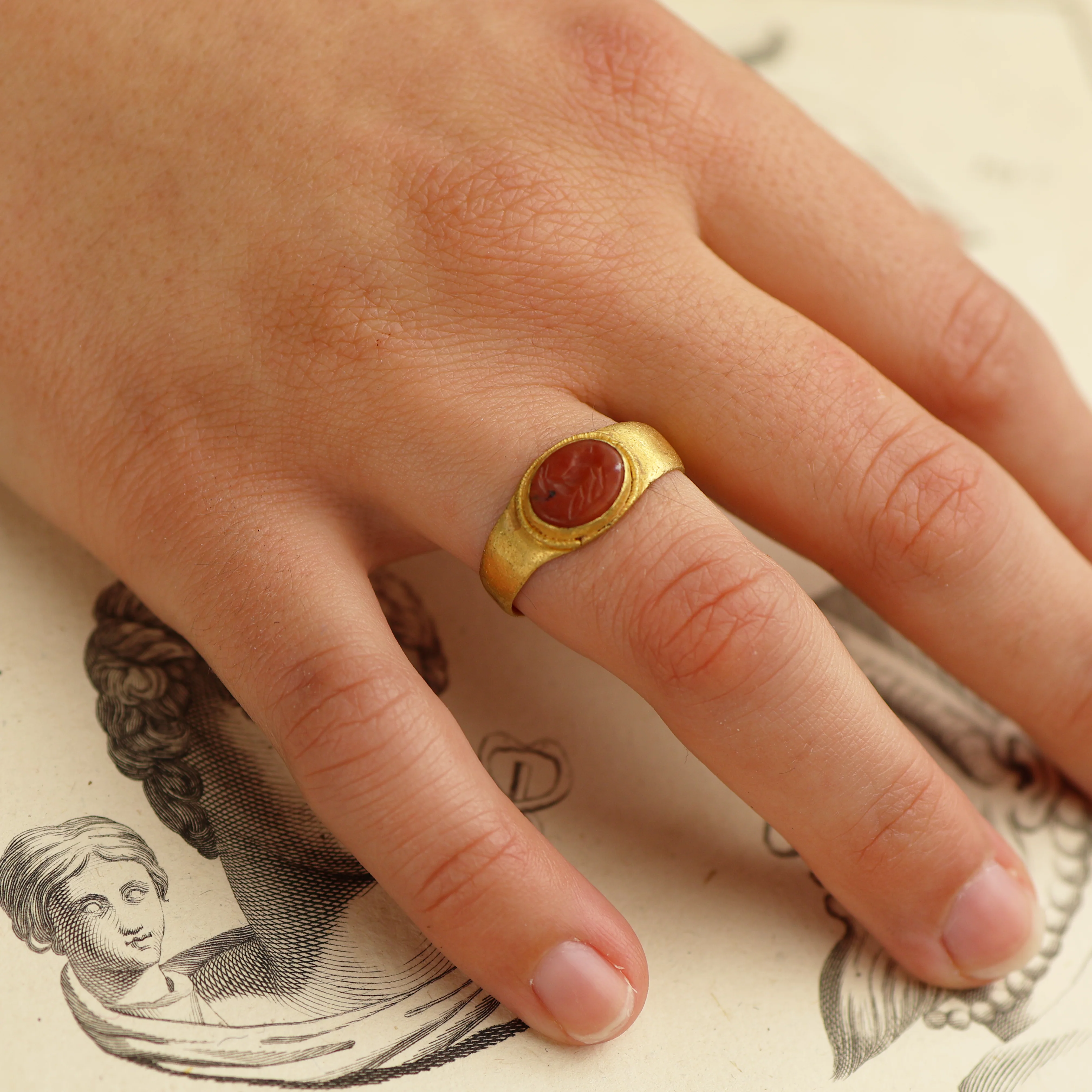 Roman Gold Ring with Goat Design - Image 4