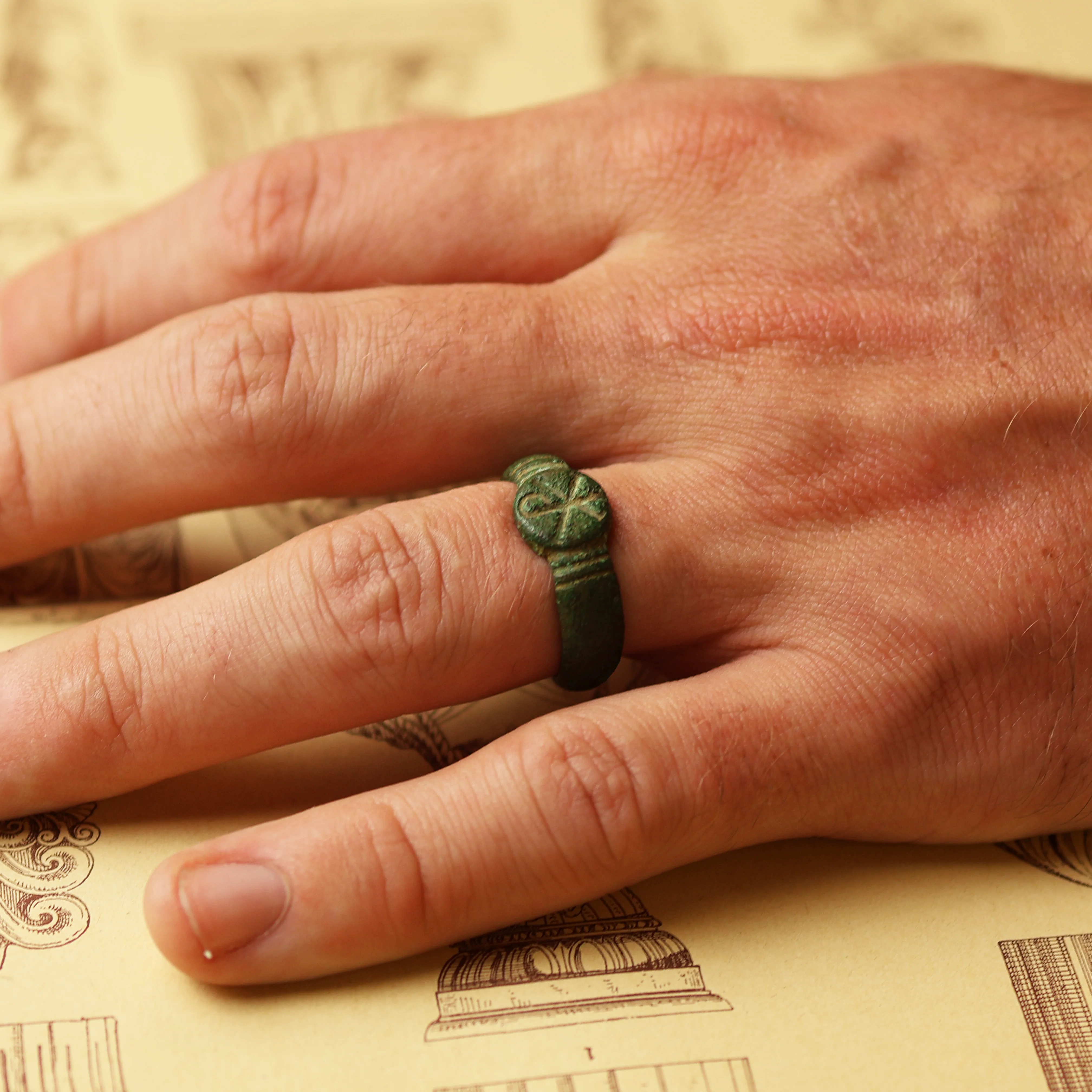 Late Roman Bronze Ring with Chi-Rho Symbol - Image 3
