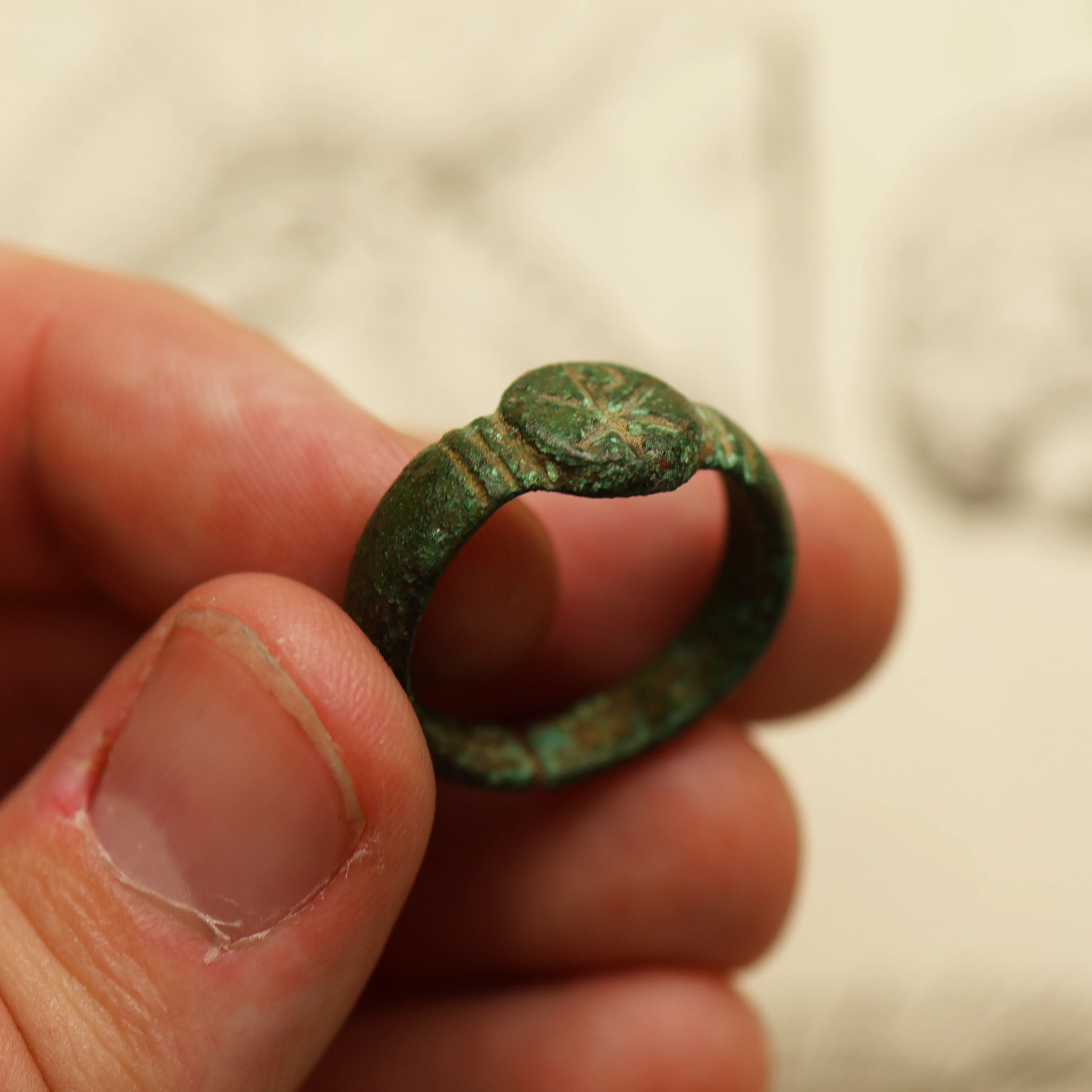 Late Roman Bronze Ring with Chi-Rho Symbol - Image 5