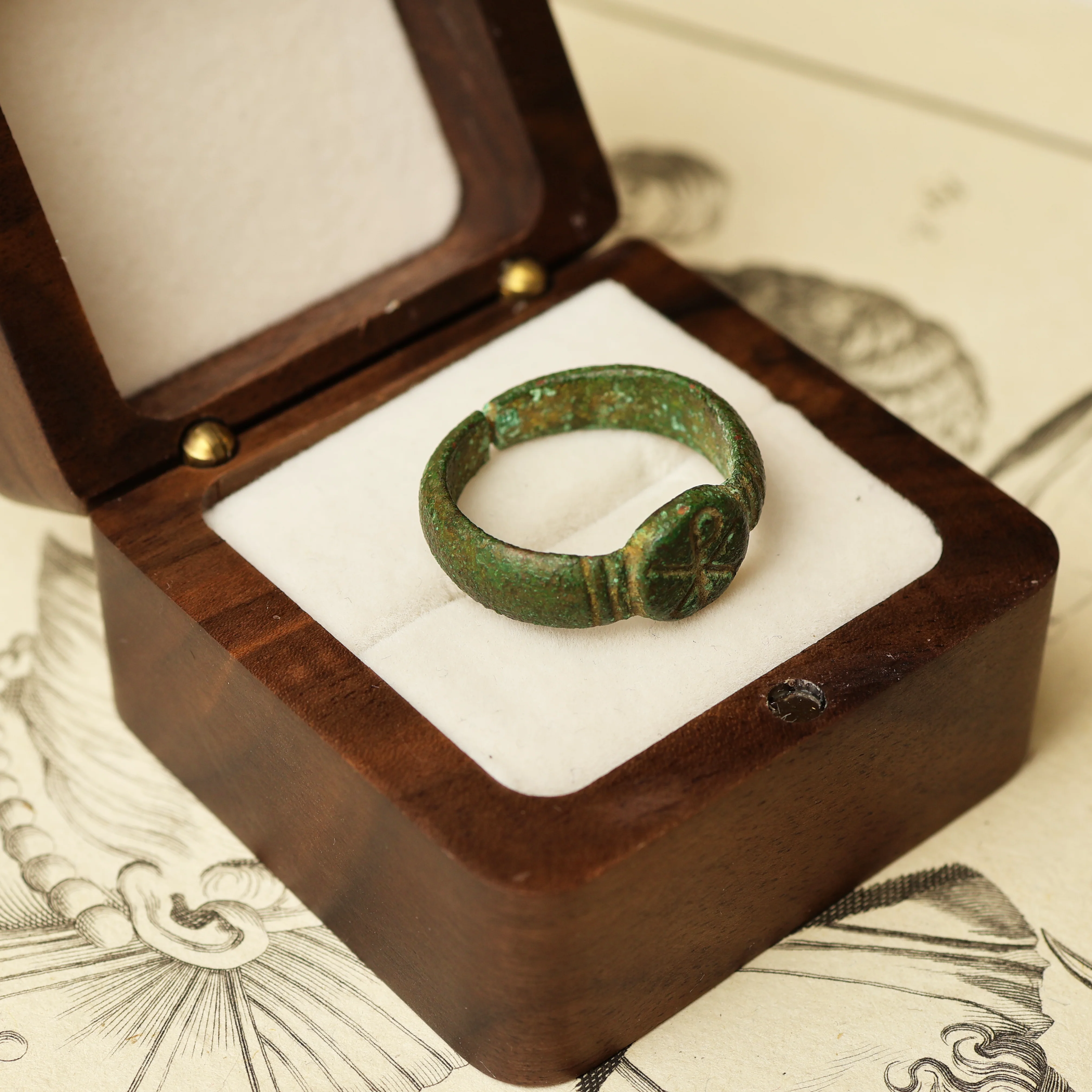 Late Roman Bronze Ring with Chi-Rho Symbol - Image 6